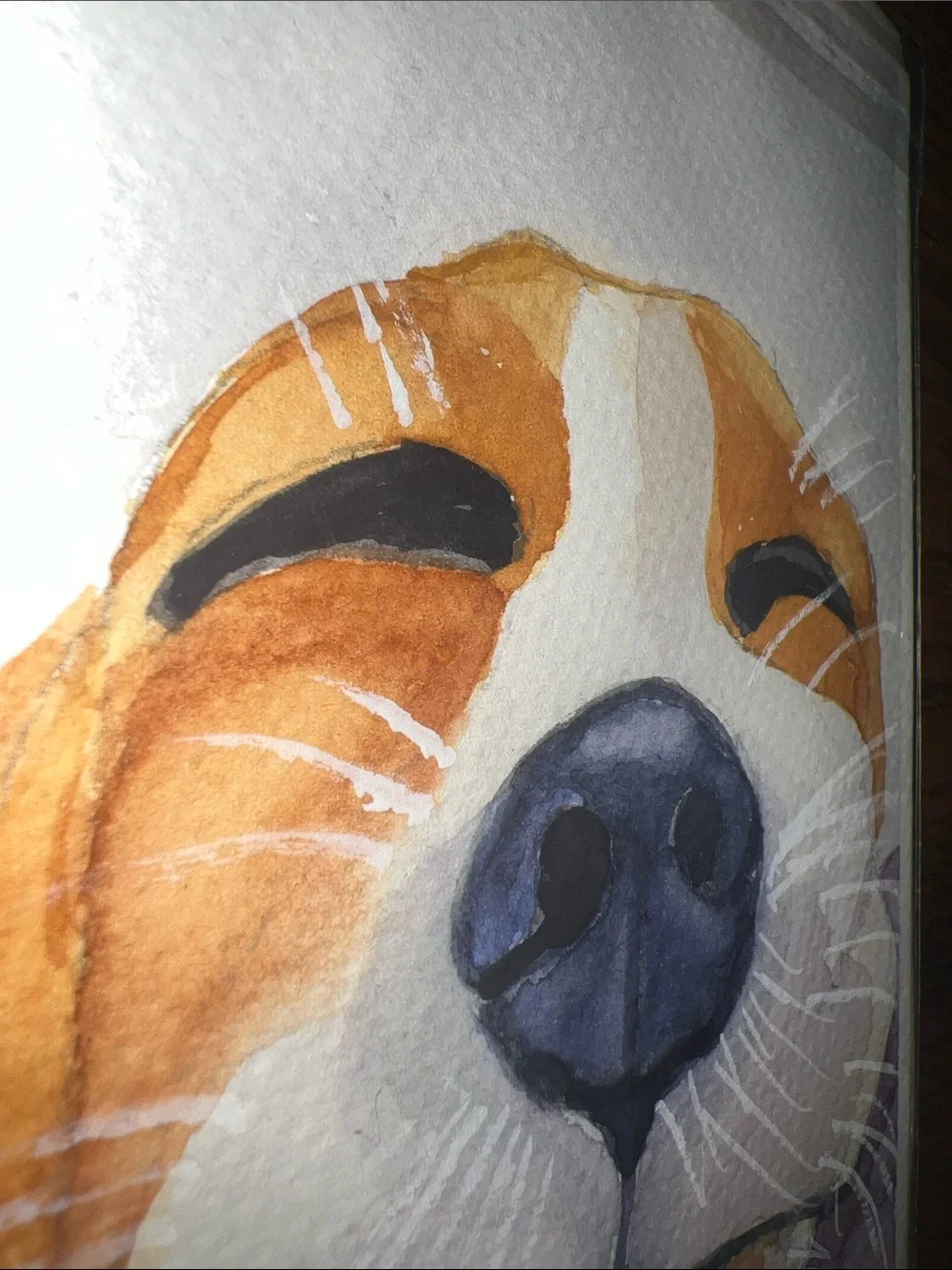 watercolor One of a kind on card stock Smiling Dog Print